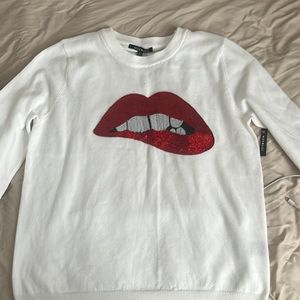 white red lips shirt
